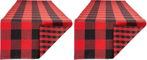 Vista 6 de DII Colección de mesa a cuadros Gingham, gris, camino de mesa, 14x72 pulgadas