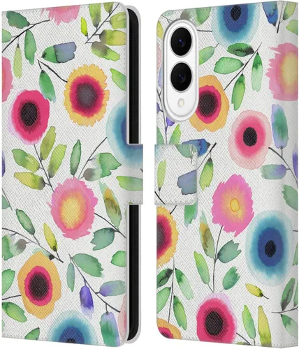 Vista 241 de Head Case Designs Officially Licensed Ninola Ditsy Flowers Yellow Nature Bold Leather Wallet Case Compatible with Samsung Galaxy A07 4G
