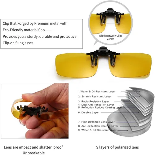 Vista 2 de Gafas de sol polarizadas con clip de metal abatibles y sin montura para gafas graduadas
