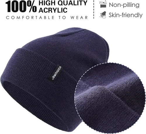 Vista 6 de Beanie Hats for Men Women Winter Knit Hat Warm Slouchy Beanie Cuffed Skull Cap