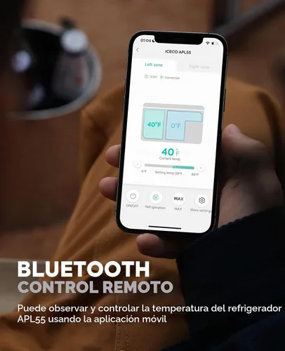 Vista 8 de ICECO APL55 Refrigerador portátil de dos zonas con control Bluetooth, refrigerador de 55 litros de 12v con compresor SECOP, DC 12/24V, CA 110-240V