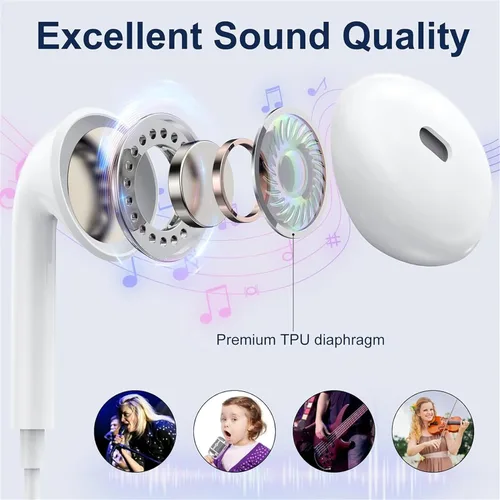 Vista 3 de Auriculares USB C para iPhone 17/16/15 Pro Max Plus Auriculares Tipo C con Micrófono y Control Remoto Cancelación de Ruido para iPhone 17/16/15 Pro