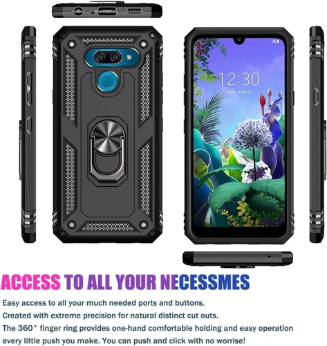 Vista 2 de Compatible con teléfono K50, [grado militar] soporte magnético de anillo de coche soporte soporte soporte protector protector (negro)
