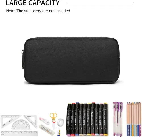 Vista 2 de Della Gao - Estuche pequeño para lápices de gran capacidad, bolsa para marcadores y lápices, bolsa para monedas, organizador de papelería de oficina