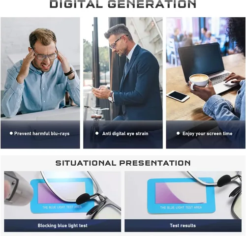 Vista 4 de Gafas de bloqueo de luz azul para hombres/mujeres, gafas de juegos para computadora, marco de metal