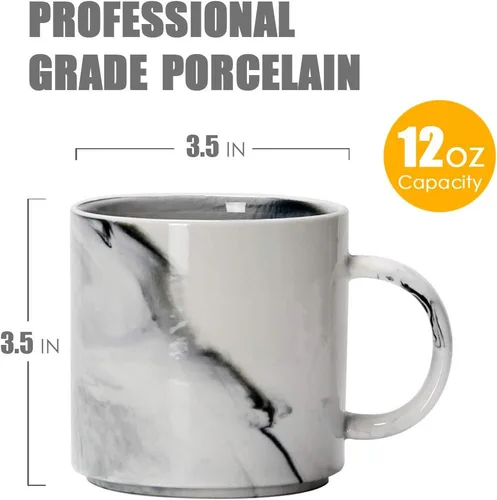 Vista 2 de M101 - Tazas de café apilables de 12 onzas para oficina, taza de cerámica de mármol novedosa para niños y niñas, amantes, mujeres y hombres, juego