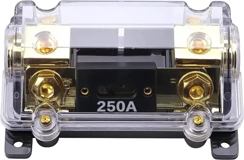 Vista 5 de ZOOKOTO Portafusibles de 100 A, audio estéreo para automóvil, soporte de fusibles ANL en línea de calibre 0, 2, 4, con fusible ANL de 100 amperios
