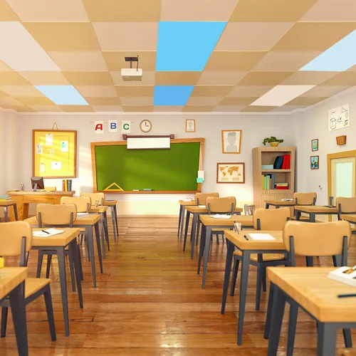 Vista 7 de Outus 4 piezas de cubierta de luz fluorescente para iluminación de aula con 10 imanes, filtro de luz magnético, decoración de panel de techo de 2 x