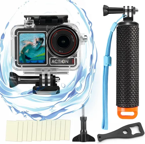 Vista 9 de BO&DQQ Carcasa Subacuática Impermeable Compatible con DJI Osmo Action 5 Pro/Action 4/Action 3, Funda de Cubierta de Buceo de 50 m/164 pies con Kit