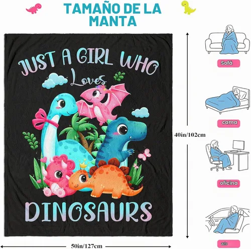 Vista 7 de Amonee-YL - Manta de dinosaurio para niñas, 40 x 50 pulgadas, regalos de dinosaurios