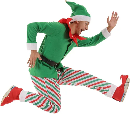 Vista 6 de ReneeCho Disfraz de Navidad de elfo de Papá Noel para hombre