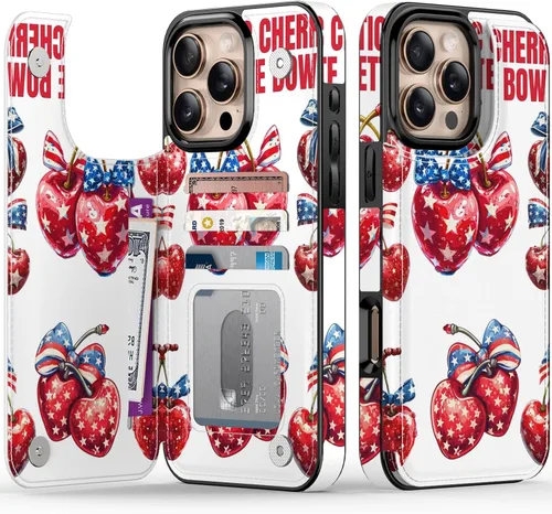 Vista 140 de FUNMIKO Funda tipo cartera para iPhone 13 con tarjetero, bloqueo RFID, protección de grado militar y obras de arte impresas con rayos UV, cierre