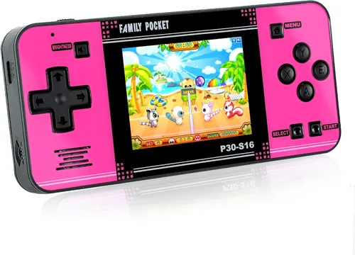 Vista 7 de Juego de mano para niños, 220 videojuegos retro precargados, reproductor de juegos portátil con batería recargable de pantalla LCD de 3.0 pulgadas