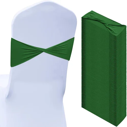Vista 16 de Kinlop 50 Piezas Bandas de Spandex para Sillas Lazos Bandas para Sillas Bandas Deslizantes para Fundas Bandas Elásticas Lazos Sin Hebilla Azul
