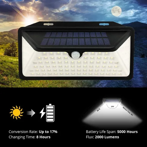 Vista 5 de Himalayan Glow WBM - Luces solares inteligentes para exteriores, 100 luces LED de pared con 3 modos, impermeable IP65, luces de seguridad fáciles