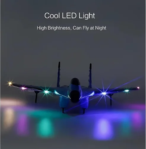 Vista 6 de Avión inalámbrico de juguete con luces, recargable por USB SU-35 RC planeador de avión de control remoto, espuma resistente a caídas al aire libre