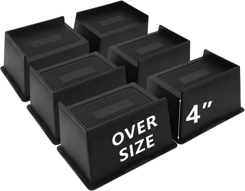Vista 22 de Paquete de 4 elevadores de cama de 2 pulgadas, elevadores de muebles de gran tamaño resistentes, elevadores de cama extra anchos para mesa, sofá