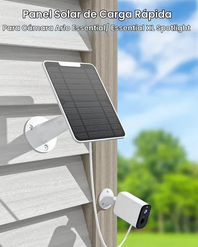 Vista 3 de Cargador de panel solar con conexión micro USB compatible con cámara Arlo Essential Spotlight/XL Spotlight, panel solar Arlo Essential de 5 W, cable