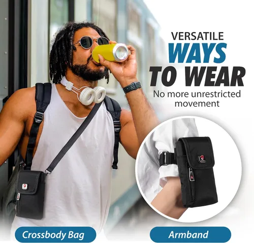 Vista 6 de Ranboo Phone Holster Fit for iPhone 17 Pro Max Samsung Galaxy A15 S25 Ultra S24 Ultra S23 Ultra Nylon Crossbody Purse Arm Band Bag Cell Phone Pouch