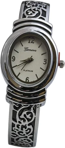 Vista 6 de Ginebra W9132 - Reloj de pulsera con bisagras para mujer, diseño oxidado, esfera blanca, Blanco, Moderno
