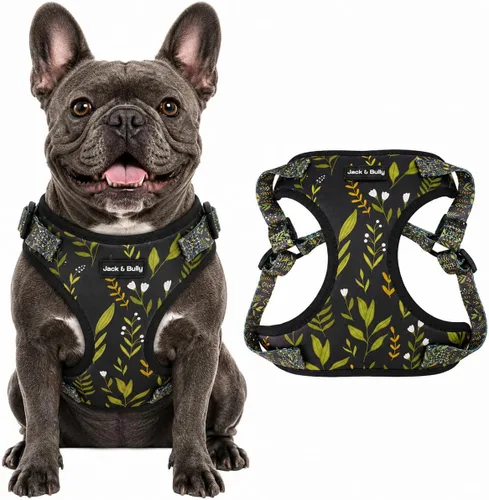 Vista 18 de Jack & Bully Arnés para perro, chaleco sin tirones, de neopreno ajustable, suave con malla transpirable, para todo tipo de clima, bulldog francés