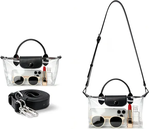 Vista 7 de Bolsa transparente para eventos en estadios, bolsa cruzada pequeña para mujeres y hombres, duradera e impermeable