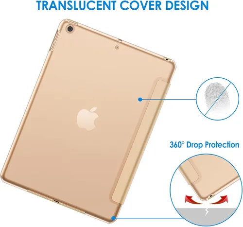 Vista 4 de JETech - Funda para iPad (9.7 pulgadas/24.64 cm, modelo 2018/2017, 6ª/5ª generación), funda inteligente con activación/suspención automática (Beige)