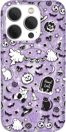 Vista 113 de VELVET CAVIAR Funda compatible con MagSafe para iPhone 15, probada en caídas de 10 pies, estampado de leopardo y amatista morada