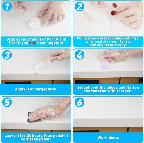 Vista 6 de Kit de reparación de encimera de cuarzo para azulejos y fibra de vidrio (color a juego), kit de reparación de granito y bañera, 4 onzas de porcelana