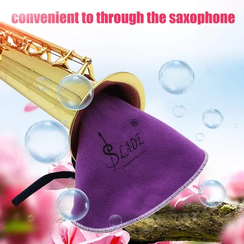 Vista 2 de GOTOTOP Paño de limpieza de saxofón, kit de cuidado de limpieza de saxofón y clarinete, morado, material de terciopelo, sin arañazos, limpiador