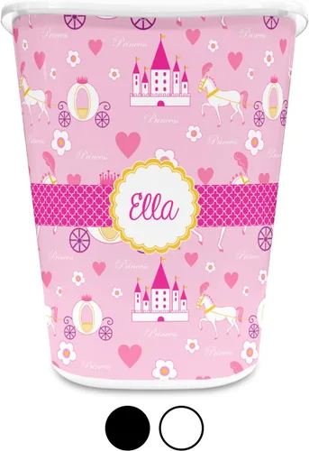 Vista 4 de RNK Shops Cesta de basura personalizada Princess Carriage - una cara (blanco)