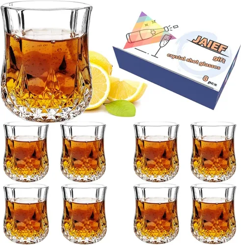 Vista 7 de JAIEF 1.7 OZ Vasos de Chupito de Tequila, Vasos de Chupito de Base Pesada, Vasos de Cordial de Cristal (4)