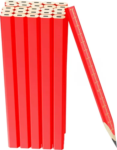 Vista 7 de RONDURE Paquete de 8 lápices de carpintero para construcción, carpintería, lápiz plano, contratista resistente, lápiz de construcción, carpintería