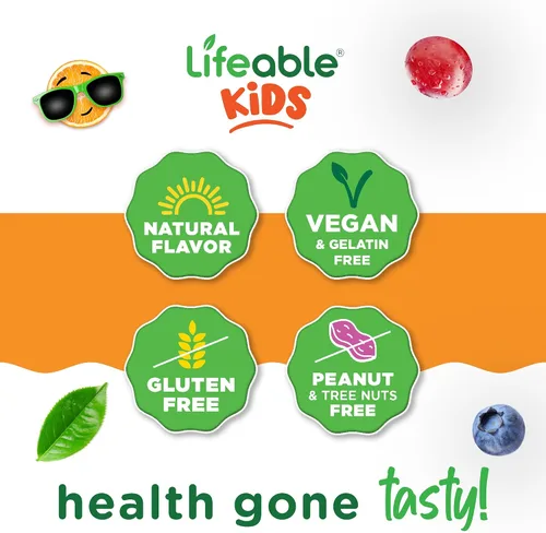 Vista 4 de Lifeable Gomitas de biotina para niños - 5000 mcg - Suplemento de sabor natural de gran sabor, vitaminas masticables vegetarianas sin OMG