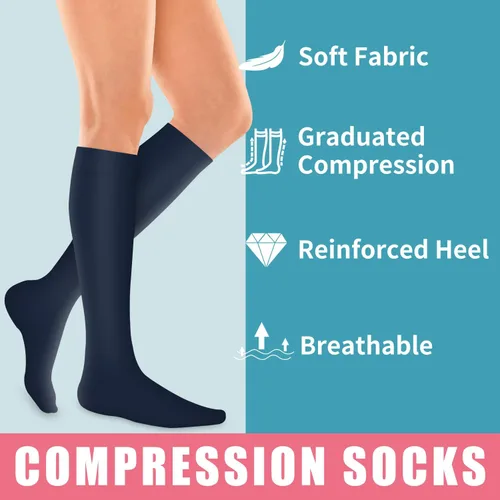 Vista 5 de Calcetines de compresión para mujeres y hombres (3 pares) El mejor apoyo para enfermeras, correr, senderismo, recuperación y calcetines de vuelo