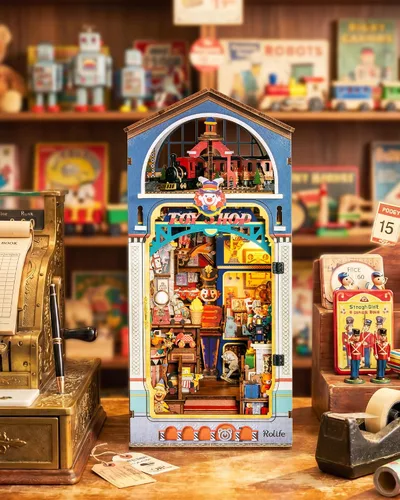 Vista 3 de Rolife Kit de rincón de libros rompecabezas de madera 3D DIY casa