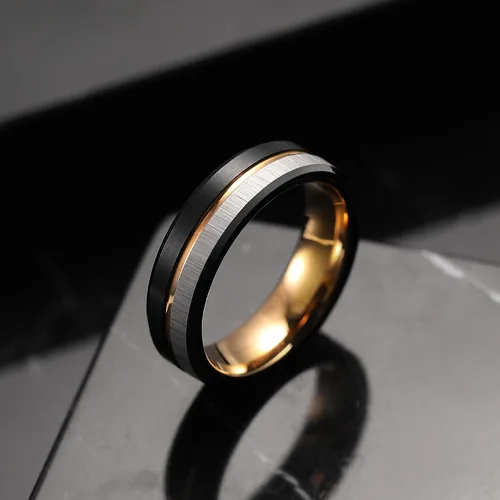 Vista 76 de King Will Anillo de boda de carburo de tungsteno para hombre con diseño de ranura, 6/7/0.315 in de ancho, acabado cepillado/pulido para hombre