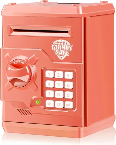 Vista 10 de Hucha para niños con contraseña electrónica, alcancía para niños de 3 a 14 años Negro y rojo