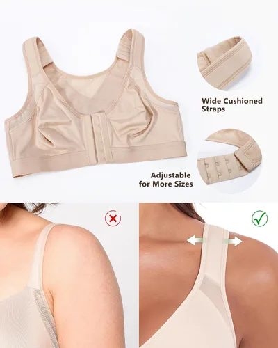Vista 5 de DotVol - Brasier de cierre frontal para mujer, con soporte de espalda, cobertura completa, sin relleno, sin aros, cómodo para todos los días