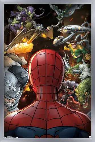 Vista 12 de Trends International Marvel Comics - Póster de pared de Spider-Man - Villains, 14.725 x 22.375 pulgadas, versión enmarcada de madera de granero