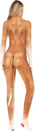 Vista 47 de Disfraz de animal para hombre con estampado de cola grande, overol peludo de elastano para cosplay, fiesta de Halloween