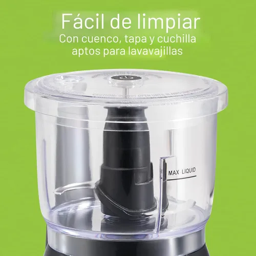 Vista 5 de Hamilton Beach - Picador de verduras eléctrico y mini procesador de alimentos, 3 tazas, 350 vatios, para picar, cortar y hacer puré, negro (72850)
