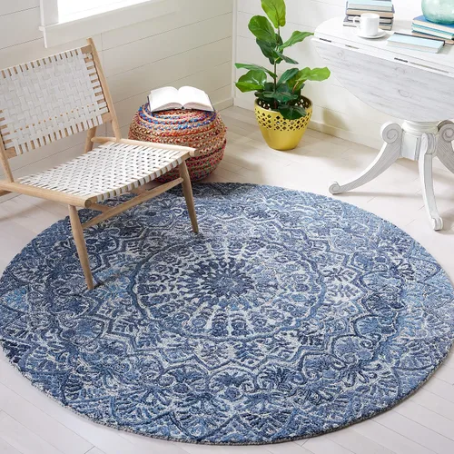 Vista 24 de SAFAVIEH Marquee Collection - Alfombra decorativa, 2 x 3 pies, beige y marfil, lana de medallón de mandala hecha a mano, ideal para zonas de alto