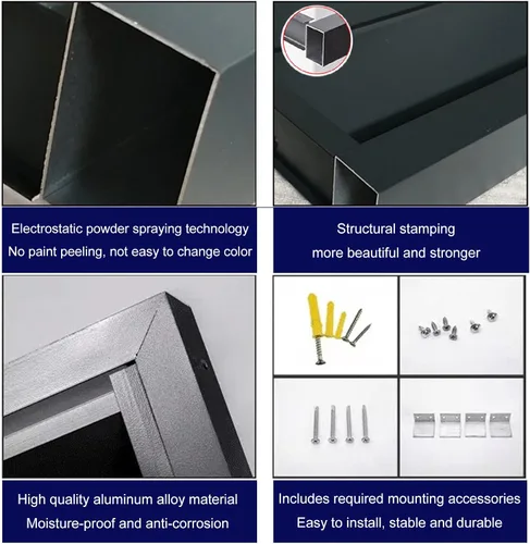 Vista 5 de Pantalla decorativa de privacidad, cubierta de aire acondicionado de aleación de aluminio para exteriores con cubierta superior, divisor de espacio