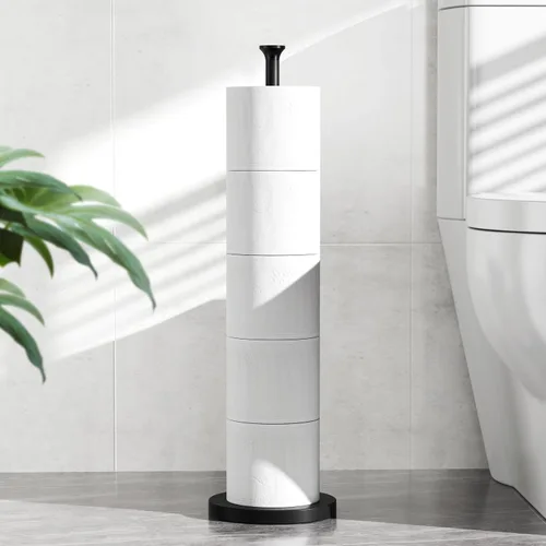 Vista 10 de Soporte para papel higiénico (con función de reserva), soporte de almacenamiento de rollos de repuesto independiente, acero inoxidable, diseño