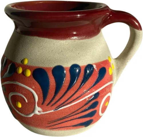 Vista 7 de JARRITOS taza mexicana arcilla, taza de arcilla mexicana, taza MEXICANA pintada a mano hecha a mano cerámica mexicana tazas de café (4Mixcolorspack)