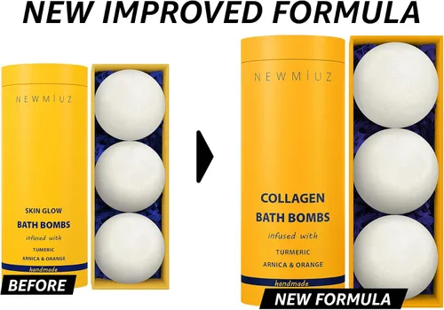 Vista 4 de Bombas de baño de colágeno, regalo de espuma de baño de lujo, para hidratación de piel seca, hidratante, cúrcuma, árnica, naranja, aceite esencial