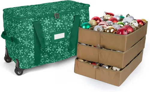 Vista 91 de Covermates Keepsakes Bolsa de almacenamiento ajustable para adornos, con asas de transporte, protección acolchada, ruedas dobles, almacenamiento