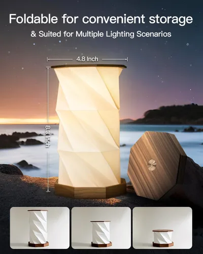 Vista 4 de JTT Lámpara de mesa recargable portátil pequeña Lámpara de escritorio inalámbrica LED Luces de noche regulables sin escalones Lámpara de papel