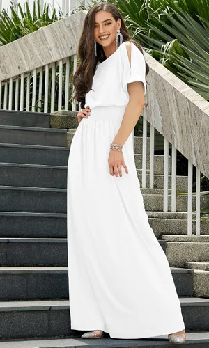 Vista 2 de KOH KOH Vestido largo de cóctel elegante con mangas divididas para mujer